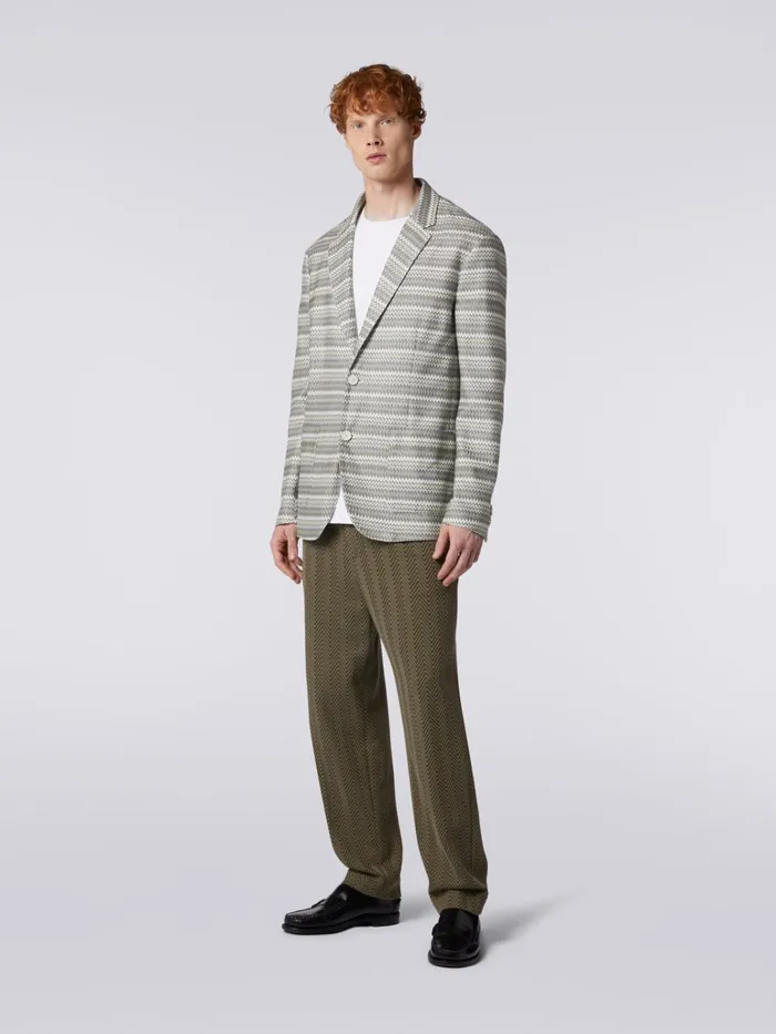 Men Jacket In Zigzag Viscose Blend Green Missoni Coats and Jackets