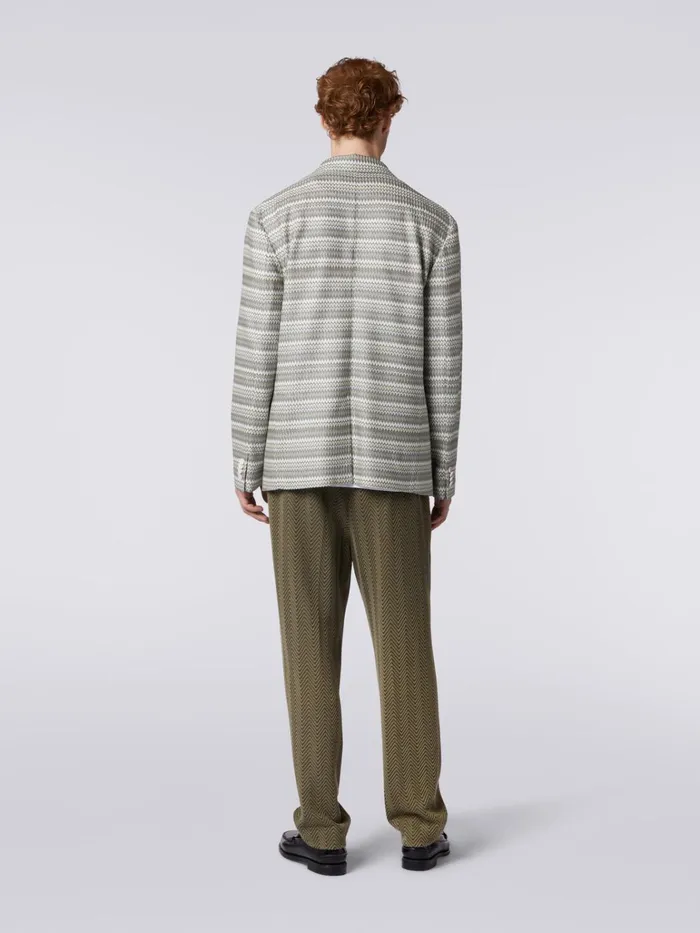 Men Jacket In Zigzag Viscose Blend Green Missoni Coats and Jackets