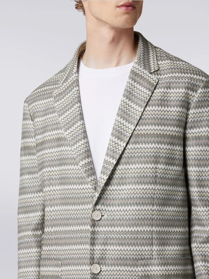 Men Jacket In Zigzag Viscose Blend Green Missoni Coats and Jackets