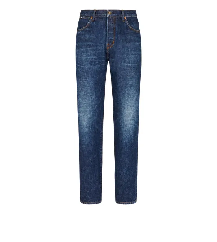 Men Jeans Tom Ford Indigo Selvedge Standard Fit Denim Vintage Rinse