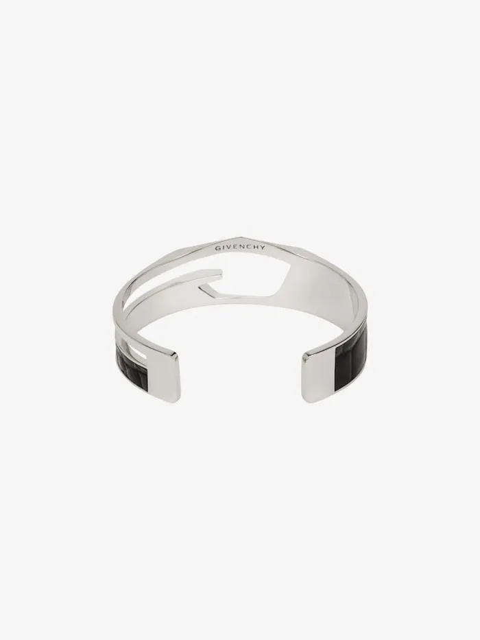 Men Jewelry Givenchy Giv Cut Bracelet In Metal And Leather Blacksilvery Men Jewelry Givenchy Giv Cut Bracelet In Metal And Leather Blacksilvery