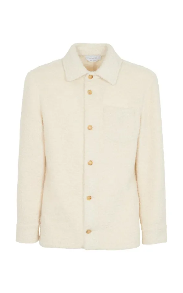 Men Knitwear Gabriela Hearst Drew Overshirt In Ivory Cashmere Boucle