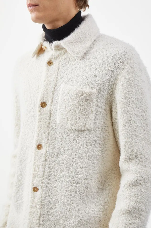 Men Knitwear Gabriela Hearst Drew Overshirt In Ivory Cashmere Boucle
