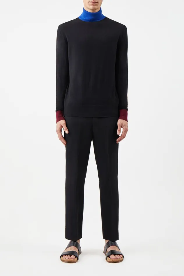 Men Knitwear Gabriela Hearst Jermaine Knit Turtleneck In Tricolor Merino Wool