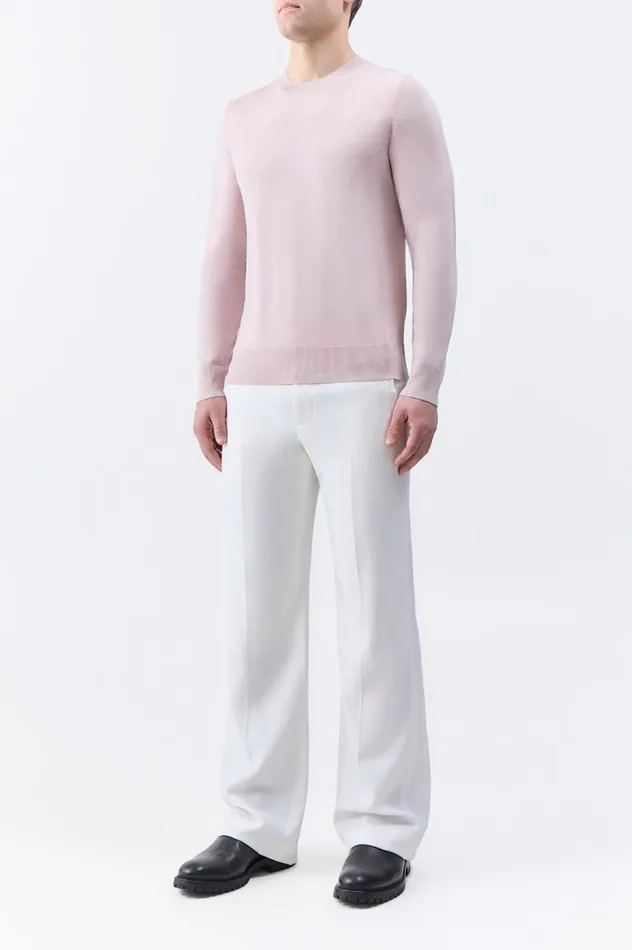 Men Knitwear Gabriela Hearst Palco Knit Crewneck In Blush Merino Wool