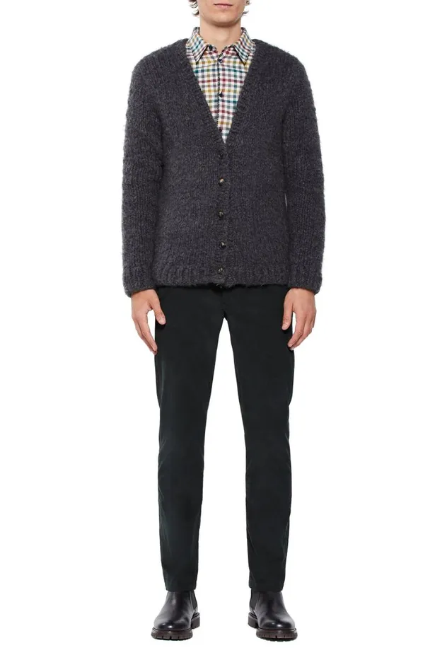Men Knitwear Gabriela Hearst Simon Knit Cardigan In Charcoal Welfat Cashmere