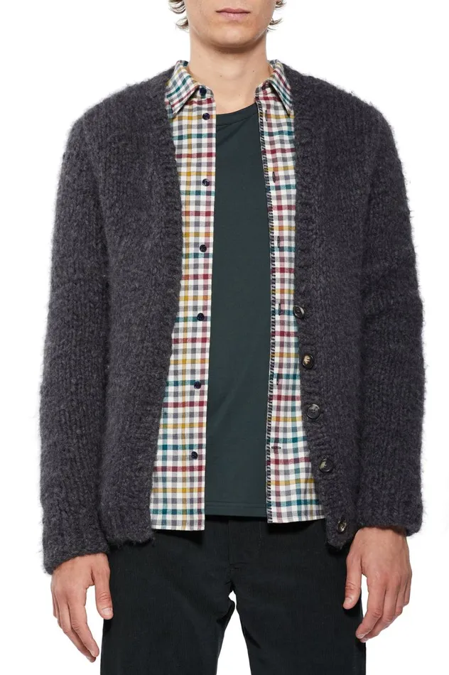 Men Knitwear Gabriela Hearst Simon Knit Cardigan In Charcoal Welfat Cashmere