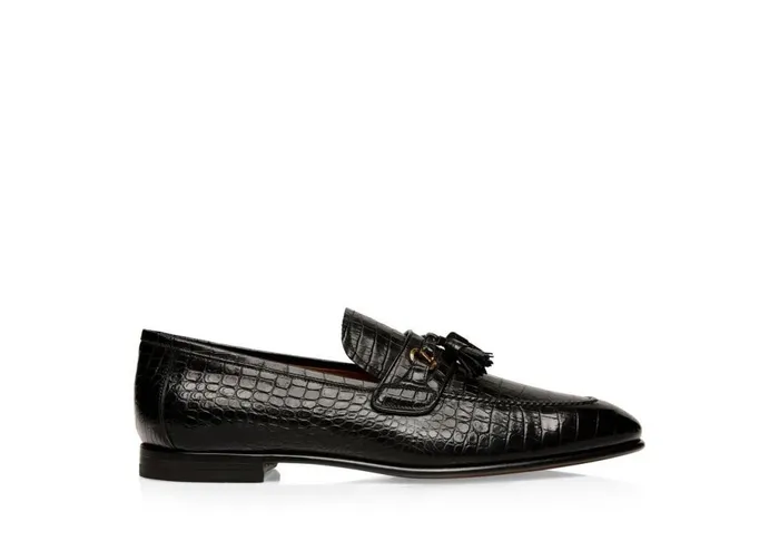Men Loafers Tom Ford Printed Alligator Sean Tassel Loafer Black