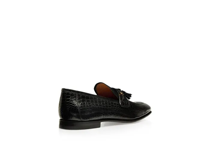 Men Loafers Tom Ford Printed Alligator Sean Tassel Loafer Black Men Loafers Tom Ford Printed Alligator Sean Tassel Loafer Black