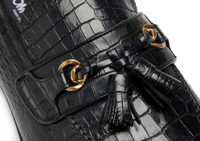 Men Loafers Tom Ford Printed Alligator Sean Tassel Loafer Black Men Loafers Tom Ford Printed Alligator Sean Tassel Loafer Black
