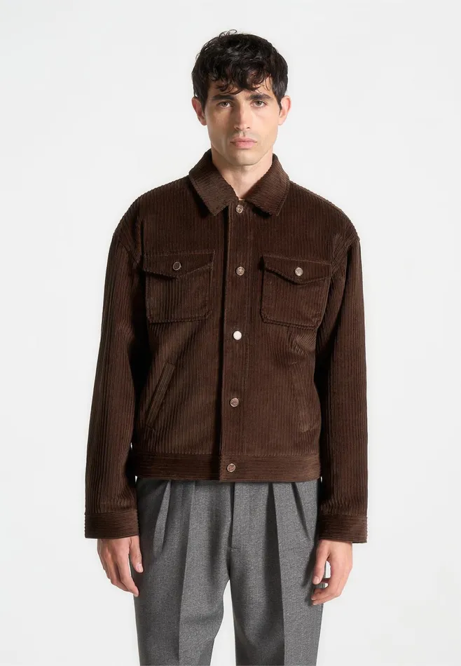 Men Manire De Voir Corduroy Trucker Jacket Brown