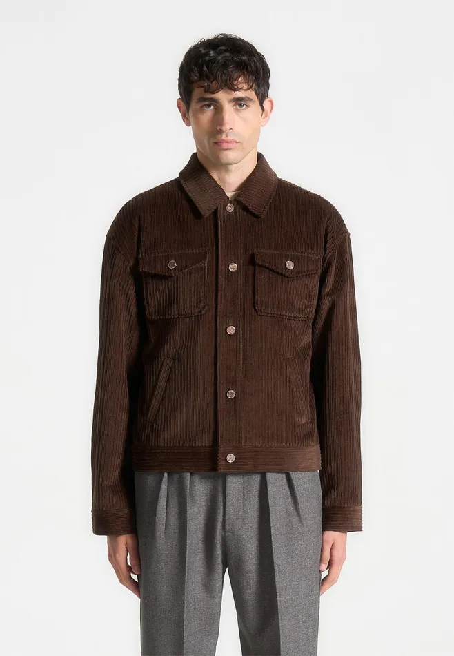 Men Manire De Voir Corduroy Trucker Jacket Brown