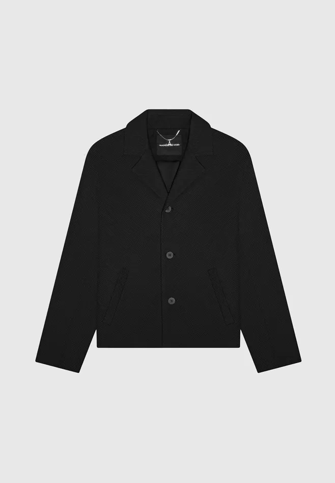 Men Manire De Voir Revere Collar Twill Jacket Black