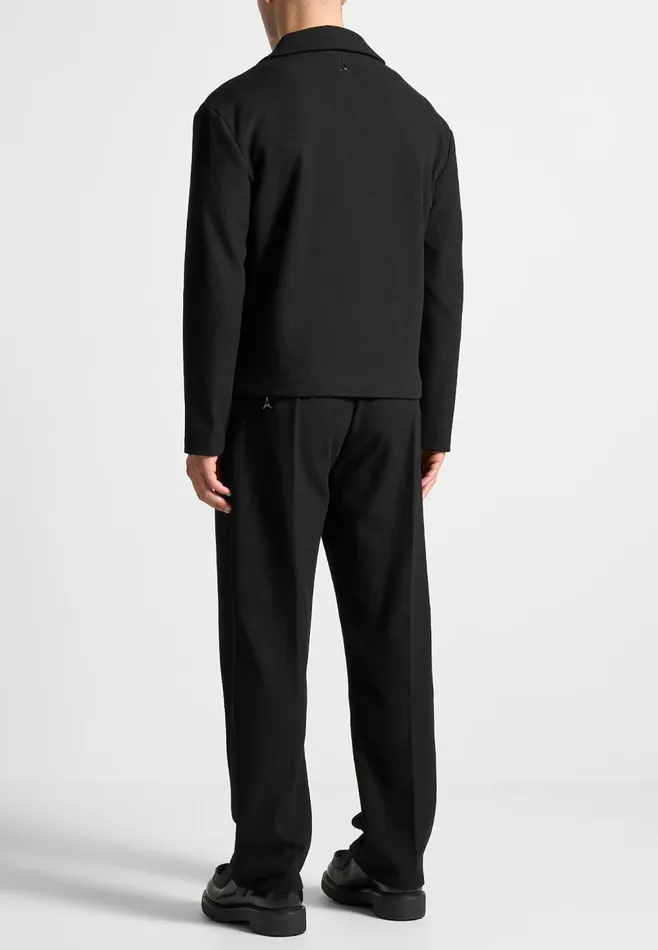 Men Manire De Voir Revere Collar Twill Jacket Black