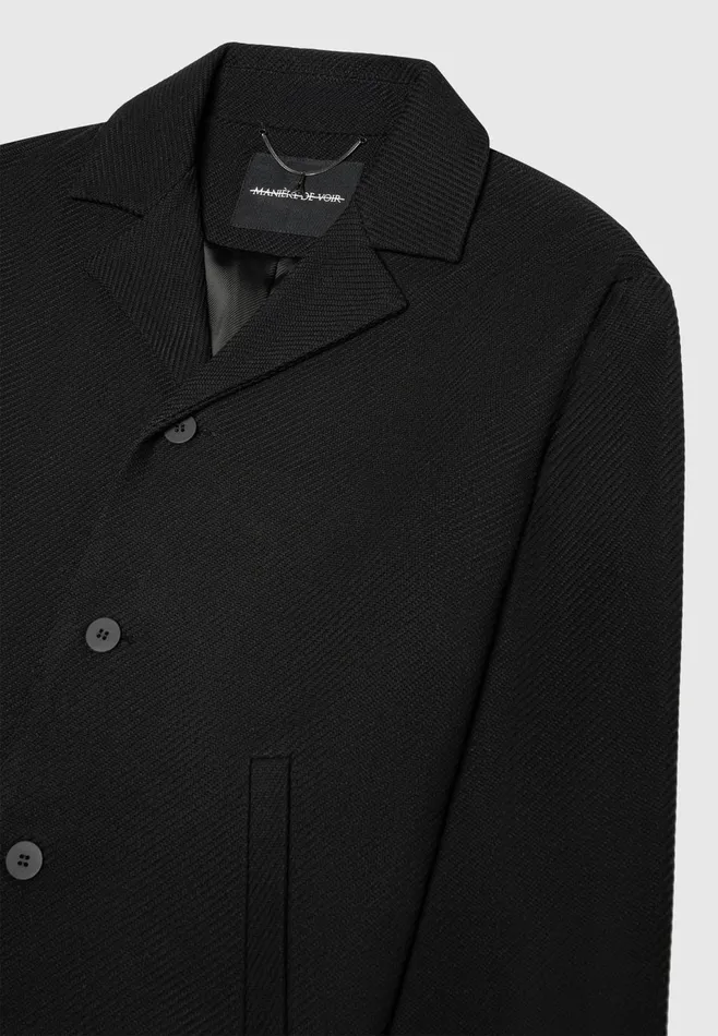 Men Manire De Voir Revere Collar Twill Jacket Black