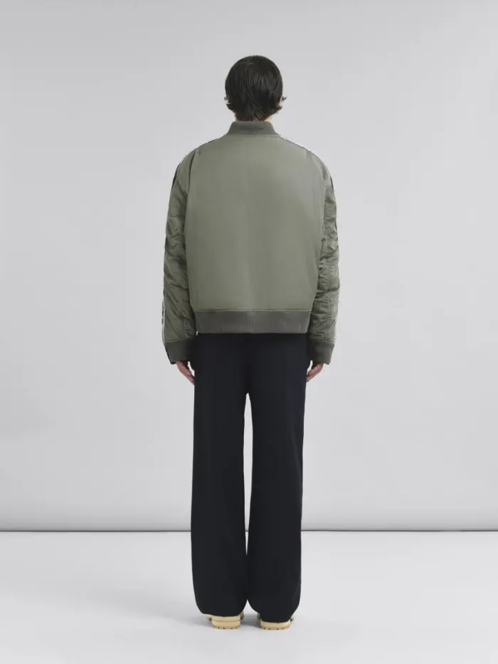 Men Marni Coats and Jackets Deep Blue Twill Bomber Jacket With Contrast Back