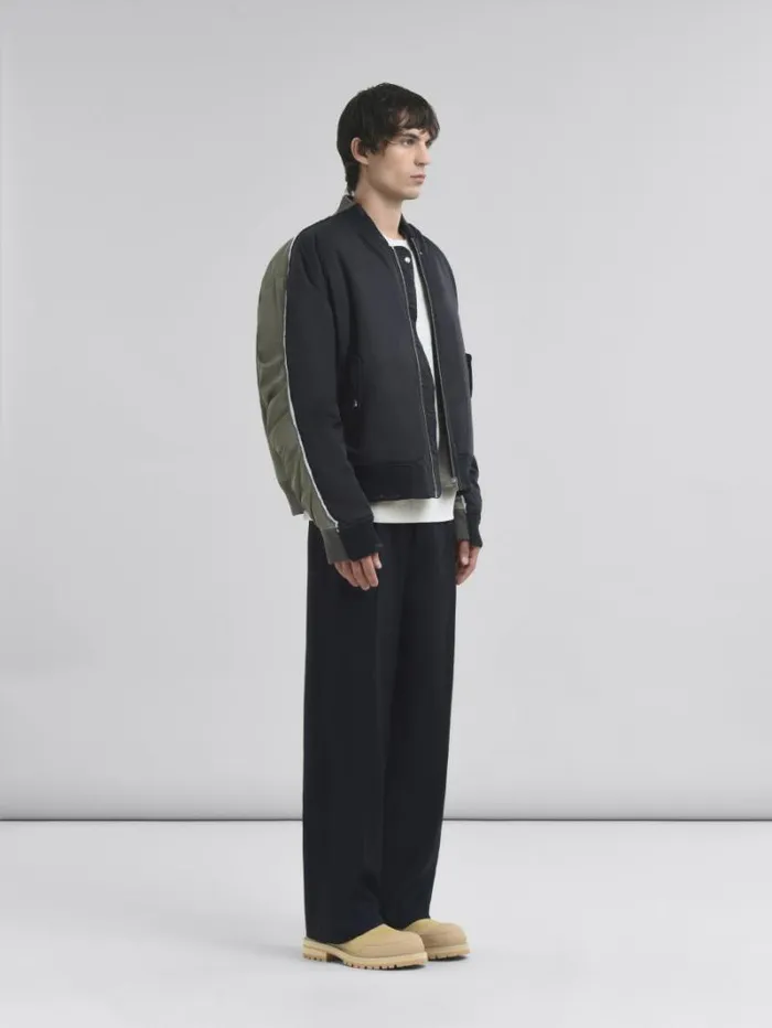 Men Marni Coats and Jackets Deep Blue Twill Bomber Jacket With Contrast Back
