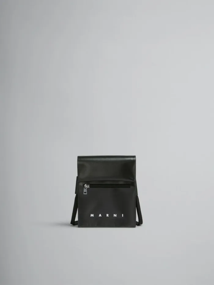 Men Marni Crossbody Bags Black Pouch With Shoelace Strap