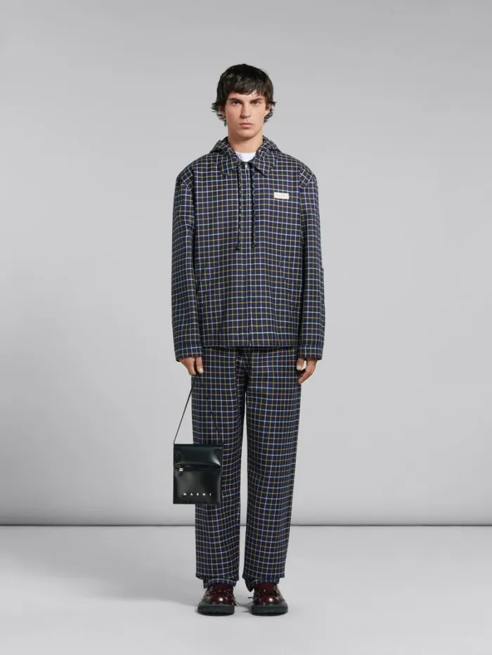 Men Marni Crossbody Bags Black Pouch With Shoelace Strap