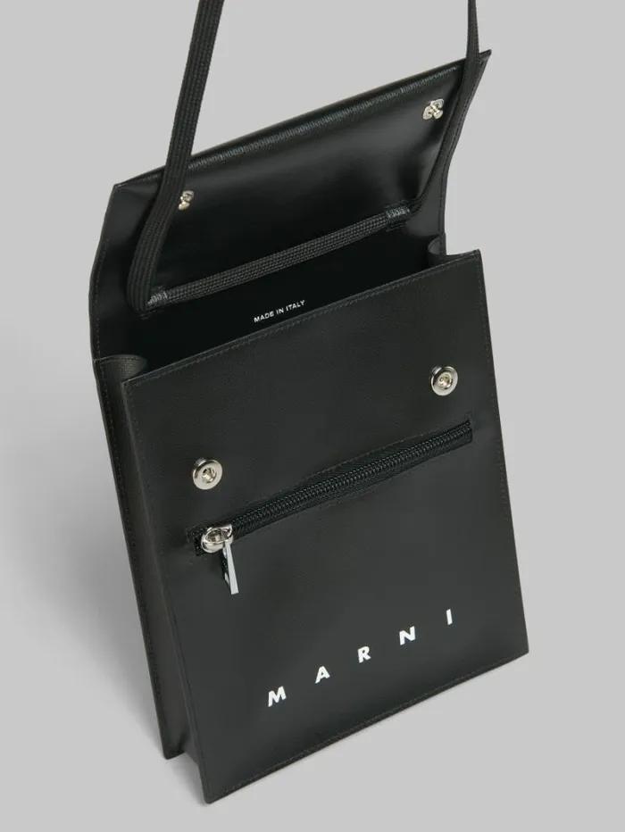 Men Marni Crossbody Bags Black Pouch With Shoelace Strap