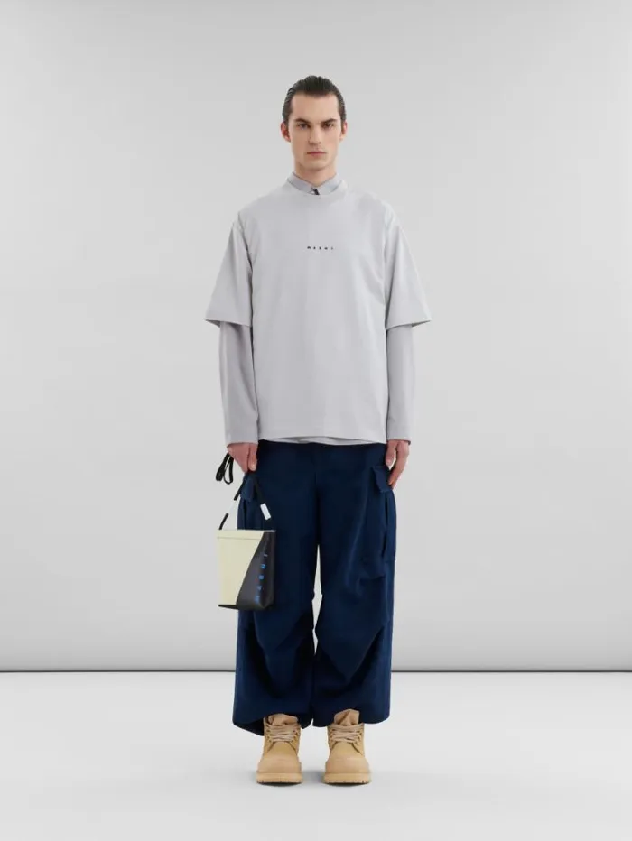 Men Marni Crossbody Bags White And Black Tribeca Crossbody Bag With Shoelace Strap