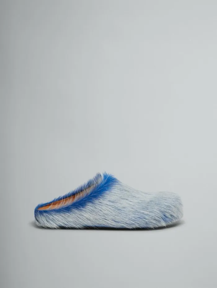 Men Marni Fussbett Sabot Indigo Long Hair Calfskin Fussbett Sabot