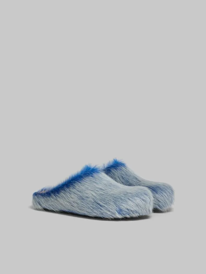 Men Marni Fussbett Sabot Indigo Long Hair Calfskin Fussbett Sabot