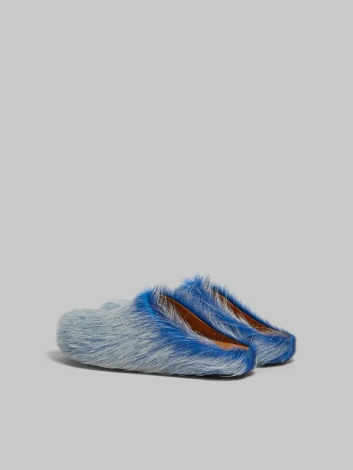 Men Marni Fussbett Sabot Indigo Long Hair Calfskin Fussbett Sabot