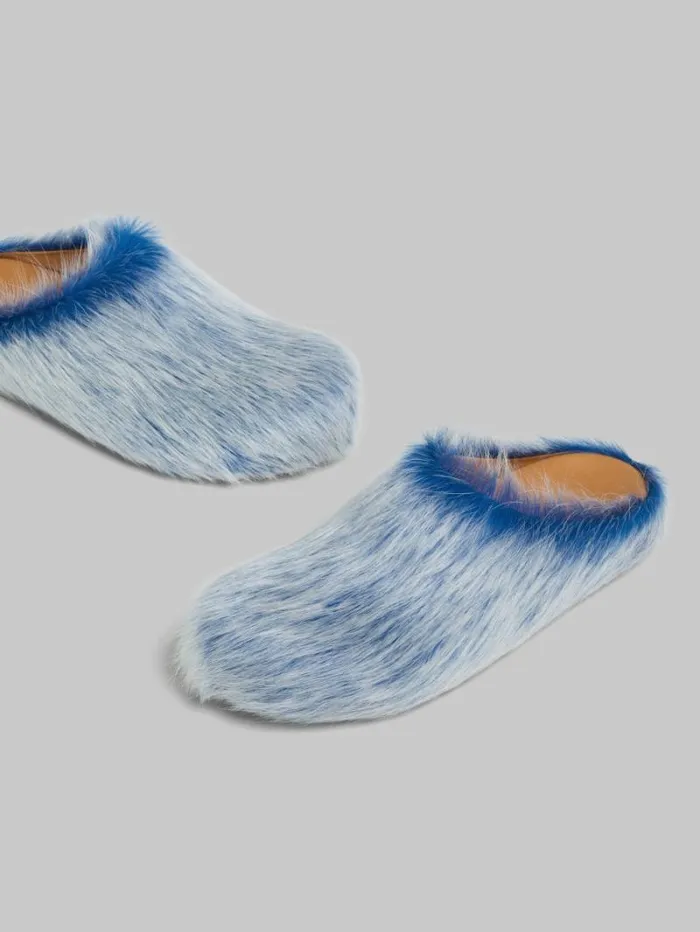 Men Marni Fussbett Sabot Indigo Long Hair Calfskin Fussbett Sabot