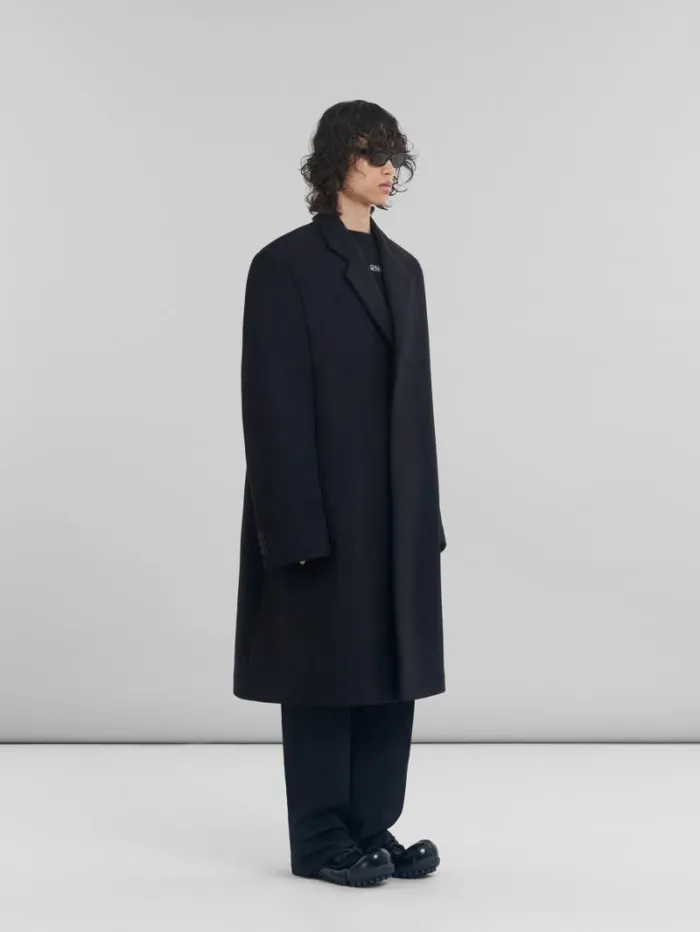 Men Marni Knitwear Black Wool And Cashmere Crewneck With Logo