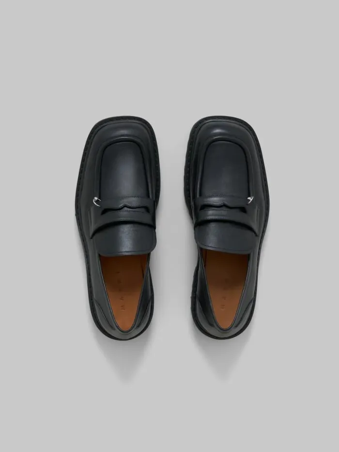 Men Marni Lace Up and Loafers Black Leather Piercing 20 Chunky Loafer