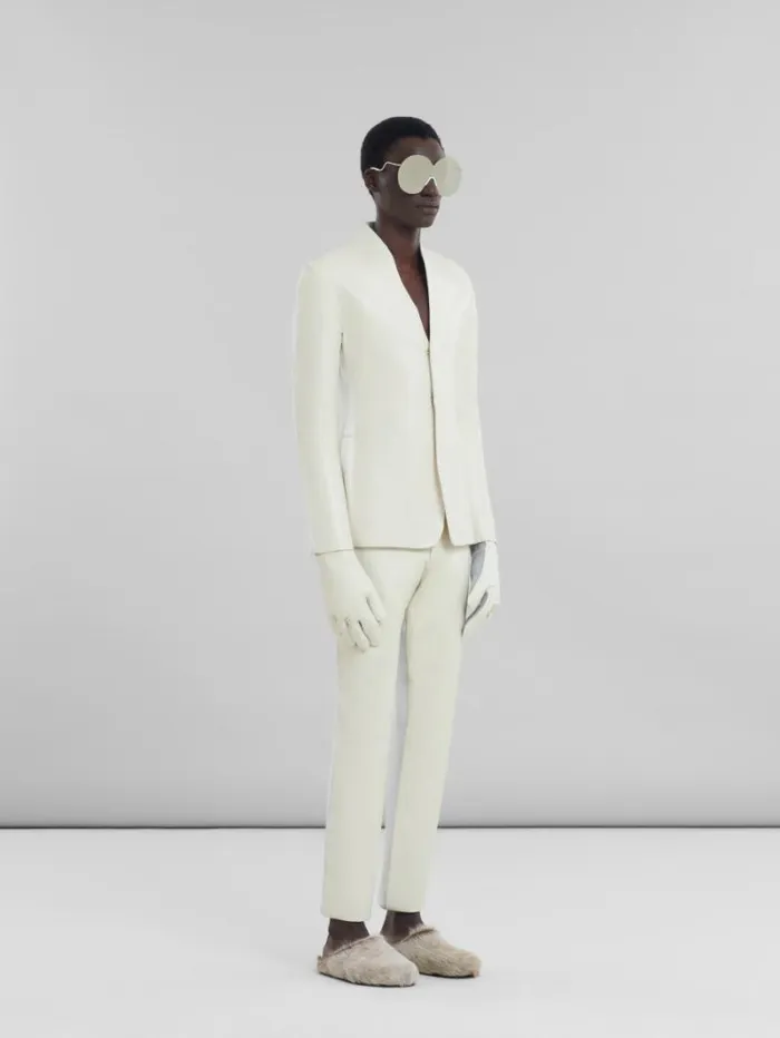 Men Marni Matching Sets White Wool And Coated Fabric Blazer