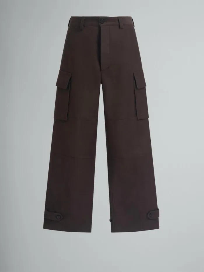 Men Marni Pants Brown Organic Cotton Cargo Trousers