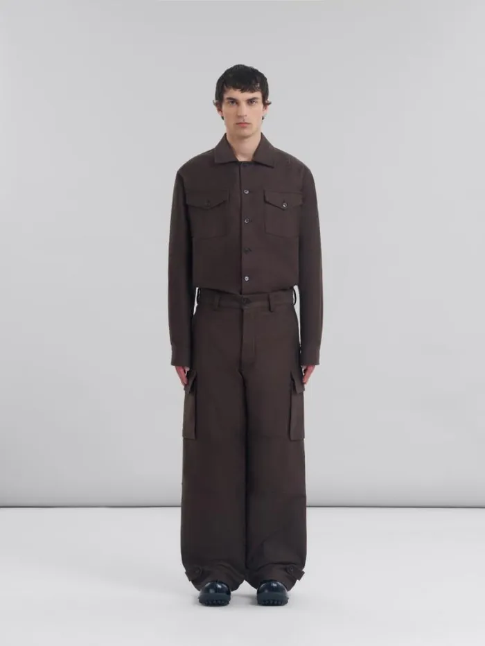 Men Marni Pants Brown Organic Cotton Cargo Trousers