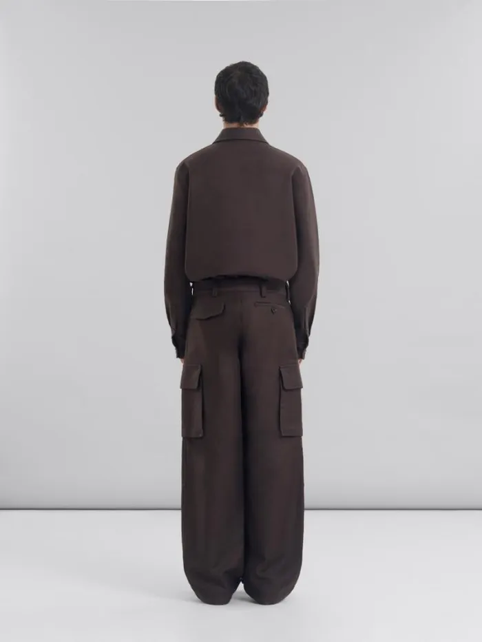 Men Marni Pants Brown Organic Cotton Cargo Trousers