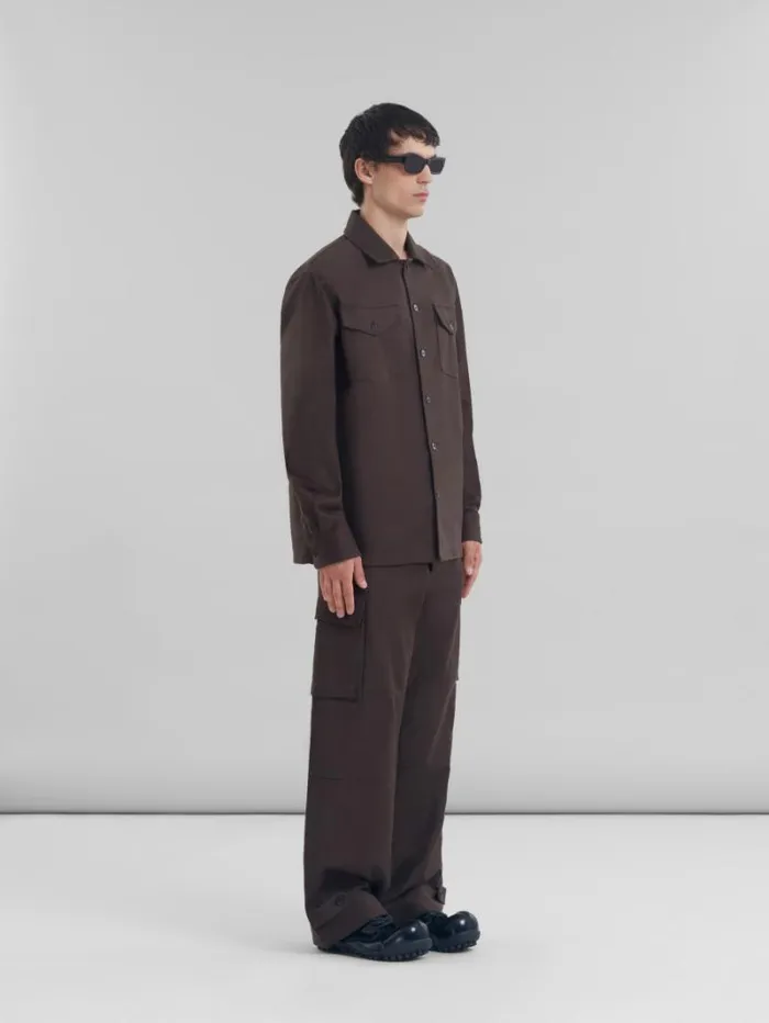 Men Marni Pants Brown Organic Cotton Cargo Trousers