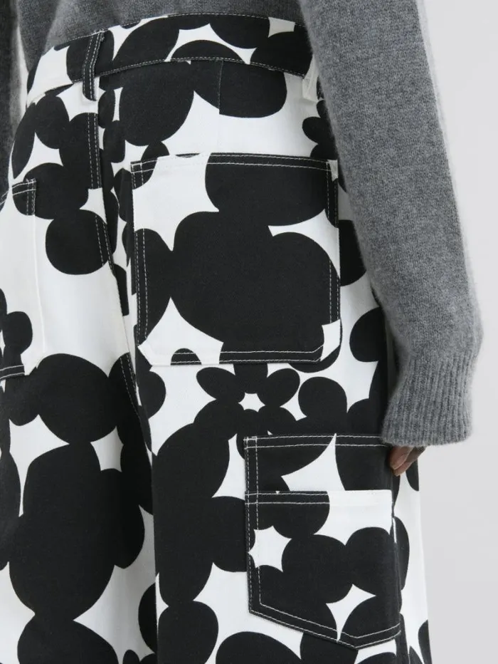 Men Marni Pants Cotton Cargo Pants With Black And White Dillies Print