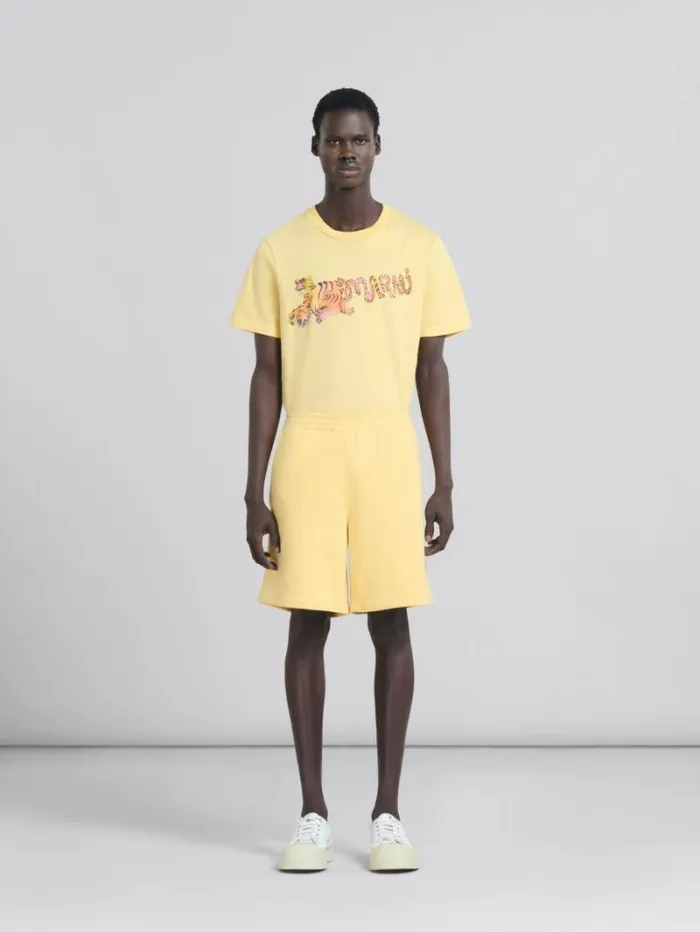 Men Marni Pants Yellow Organic Jersey Sweat Shorts With Marni Mending