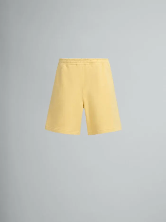 Men Marni Pants Yellow Organic Jersey Sweat Shorts With Marni Mending