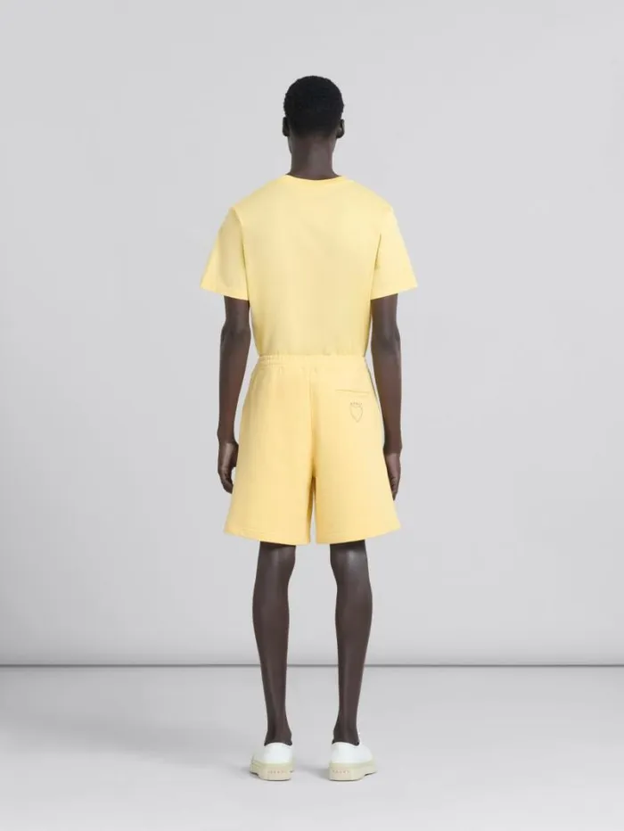 Men Marni Pants Yellow Organic Jersey Sweat Shorts With Marni Mending