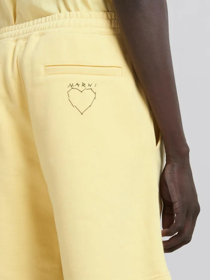 Men Marni Pants Yellow Organic Jersey Sweat Shorts With Marni Mending