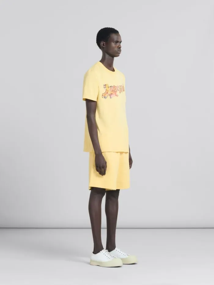 Men Marni Pants Yellow Organic Jersey Sweat Shorts With Marni Mending