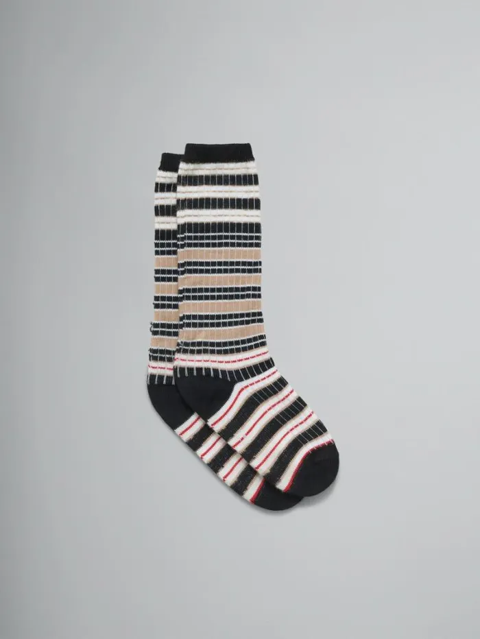 Men Marni Socks Black Striped Cotton Socks