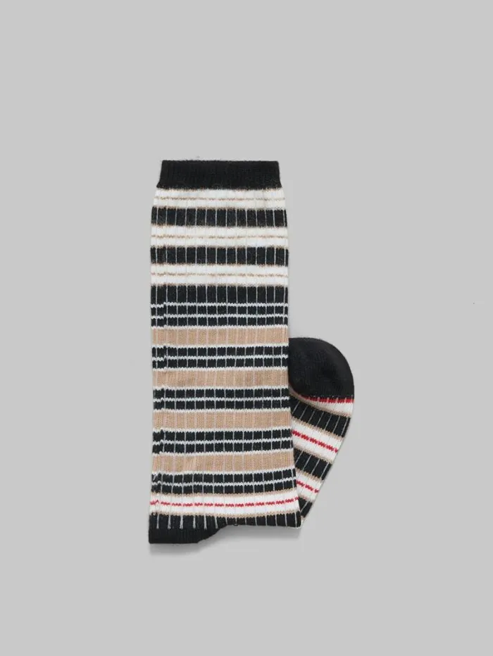 Men Marni Socks Black Striped Cotton Socks