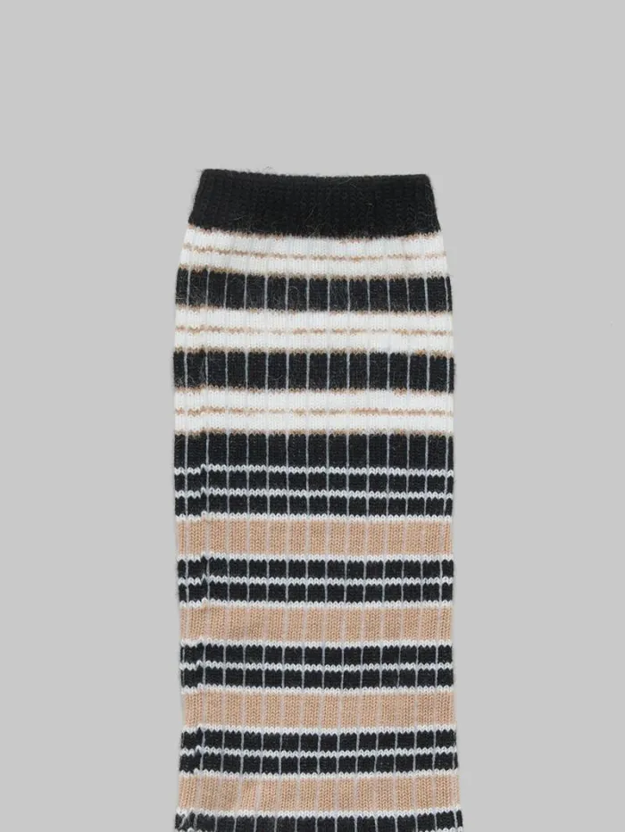 Men Marni Socks Black Striped Cotton Socks