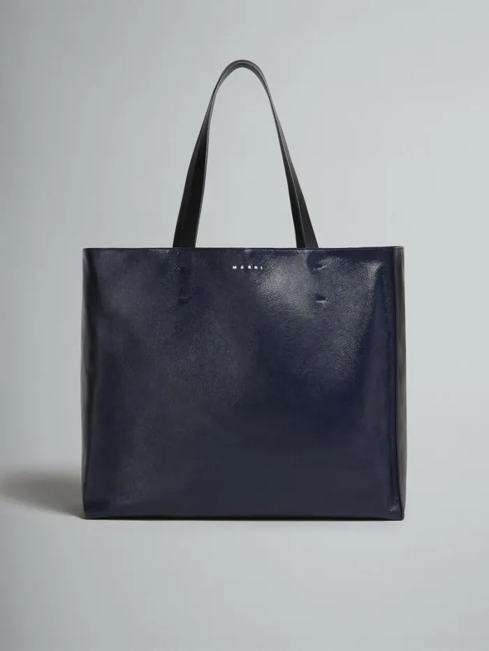 Men Marni Tote Bags Museo Soft Bag In Blue And Black Leather
