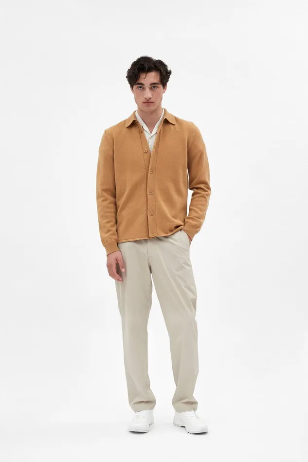 Men Martin Merino Lambswool Shirt Camel Norse Projects Knitwear