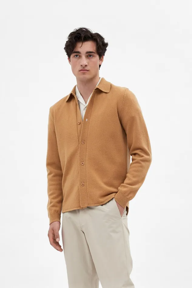 Men Martin Merino Lambswool Shirt Camel Norse Projects Knitwear