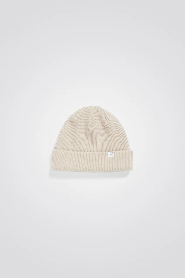 Men Merino Lambswool Rib N Logo Beanie Black Norse Projects Beanies