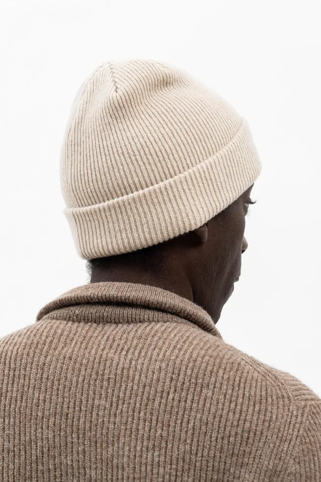 Men Merino Lambswool Rib N Logo Beanie Black Norse Projects Beanies